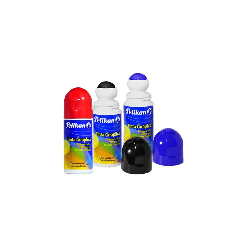 TINTA PARA SELLOS CON CANICA GIRAPLICA PELIKAN AZUL 60 ML.