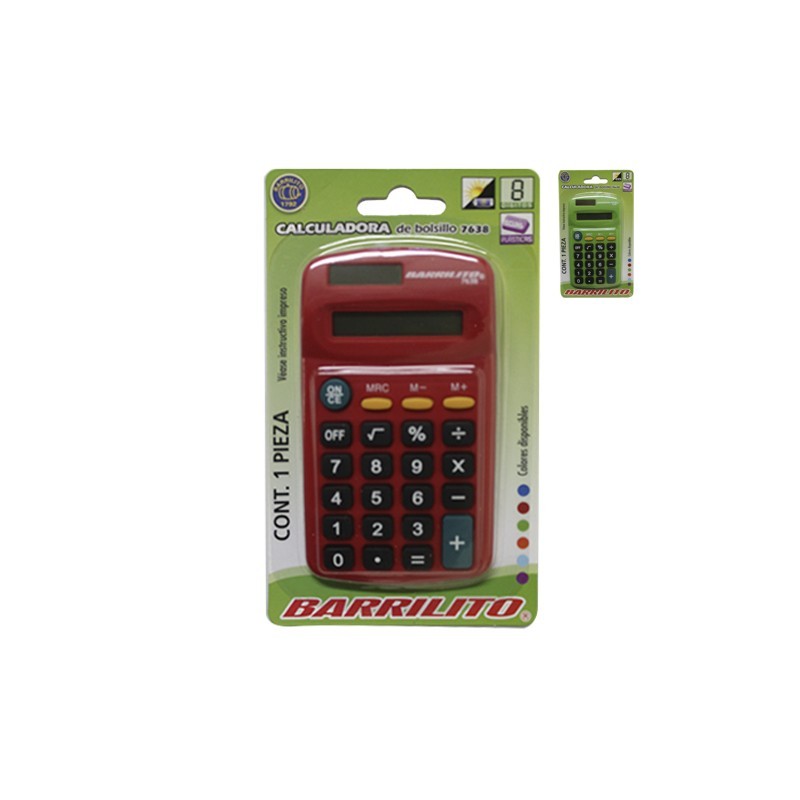 CALCULADORA DE BOLSILLO BARRILITO 7723G/7638 8 DIGITOS