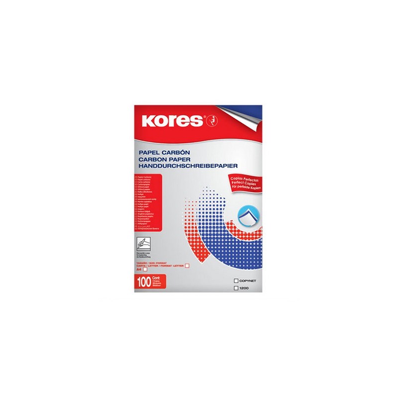 PAPEL CARBON KORES CARTA A4 78478 AZUL PAQUETE CON 100