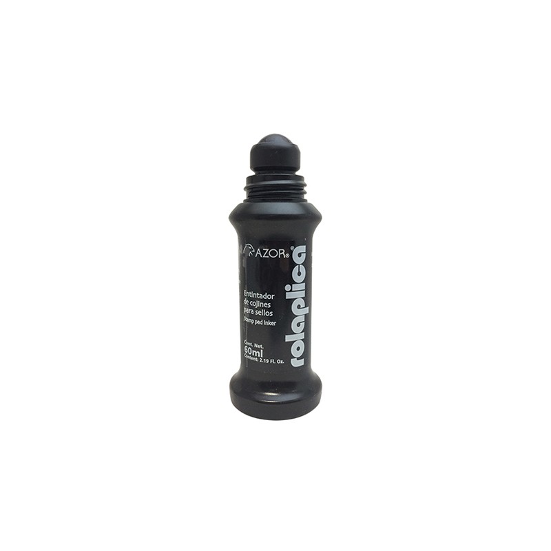 TINTA PARA SELLOS CON CANICA ROLAPLICA AZOR NEGRO 60 ML.