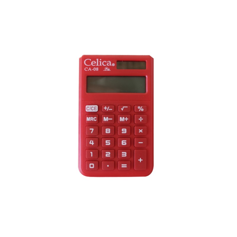 CALCULADORA DE BOLSILLO CELICA CA-08 8 DIGITOS ROJA