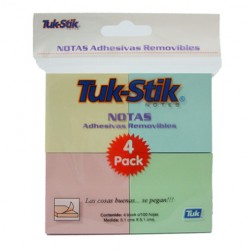 NOTAS ADHERIBLES TUKSTICK 563088 2X2 PULGADAS PAQUETE CON 4 PASTEL