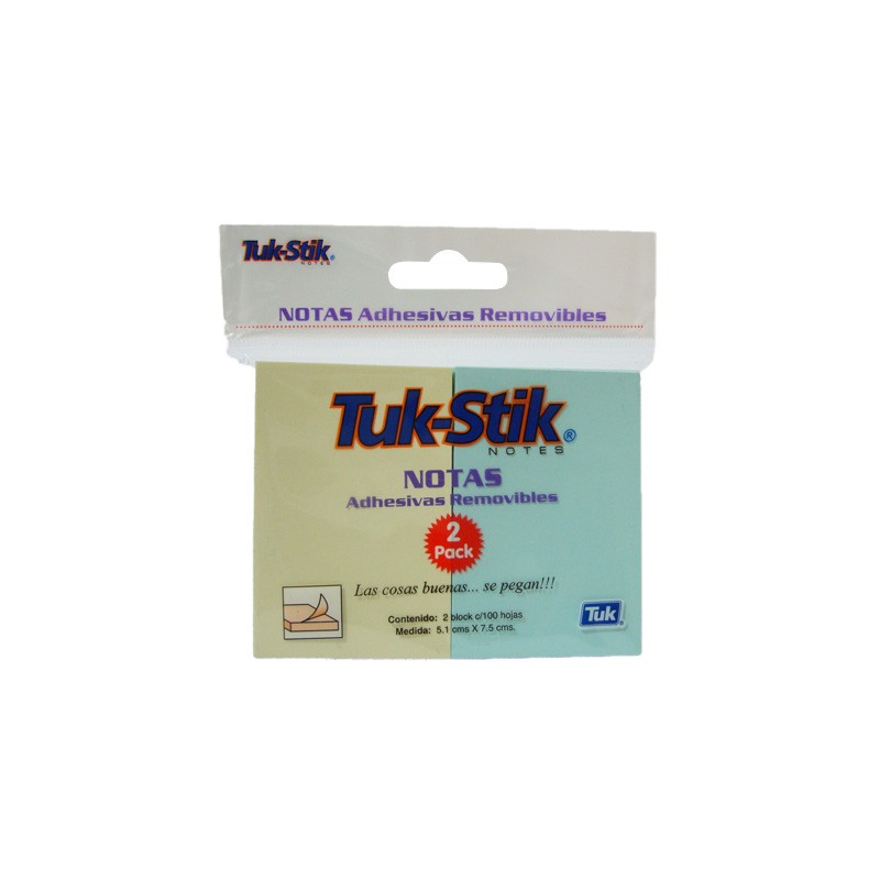 NOTAS ADHERIBLES TUKSTICK 563092 2X3 PULGADAS PAQUETE CON 2 PASTEL