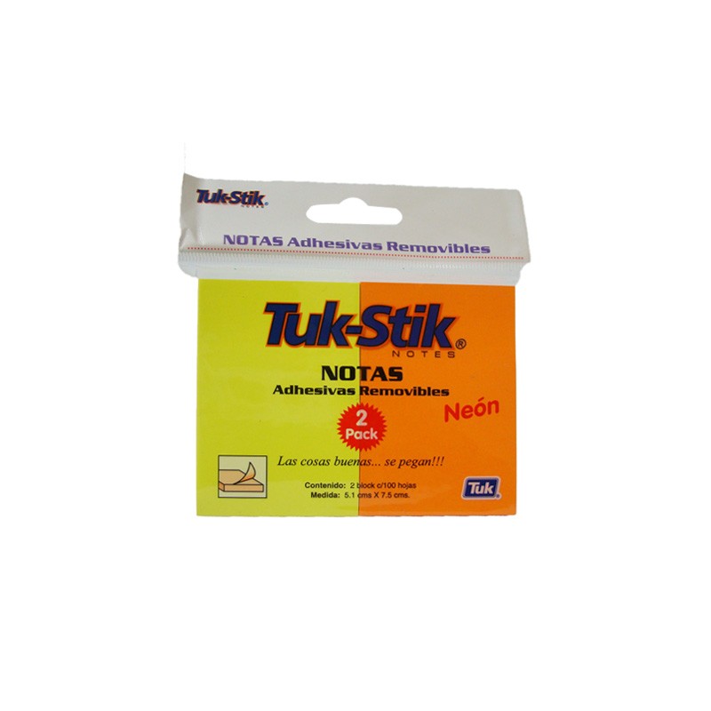 NOTAS ADHERIBLES TUKSTICK 563093 2X3 PULGADAS PAQUETE CON 2 NEON