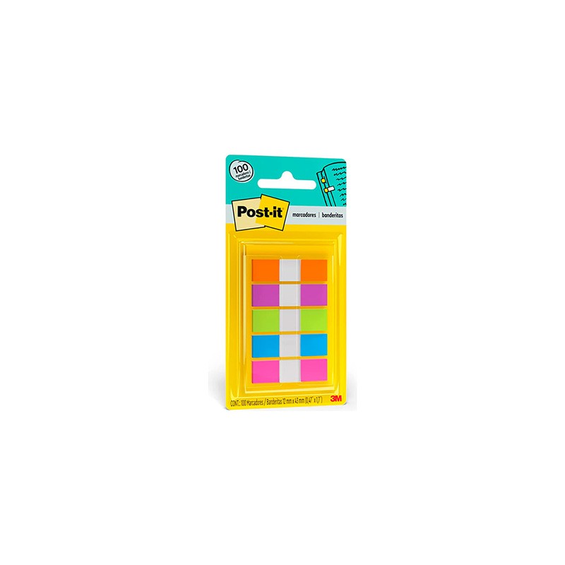 BANDERITAS MINIADHERIBLES POST-IT 683-5CB-BR 5 COLORES SURTIDOS CON 100