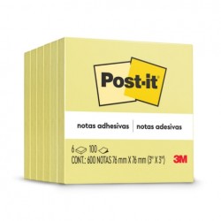 NOTAS ADHERIBLES POST-IT 5442 3X3 PULGADAS AMARILLO PAQUETE CON 6