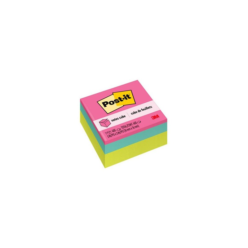 NOTAS ADHERIBLES POST-IT CUBO NEON 2027-BRT CON 400 HOJAS POPTIMISTIC 3X3