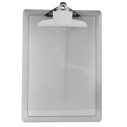 TABLA CON CLIP AGARRAPAPEL DE PLASTICO ACRIMET UNIVERSAL HUMO O CRISTAL 34X24 CMS.