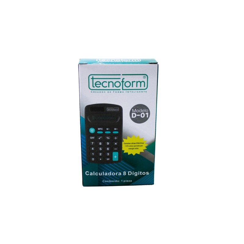 CALCULADORA DE BOLSILLO TECNOFORM  MODELO  D-01 8 DIGITOS